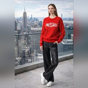 NWT Heron Preston Vibrant Red Crewneck Sport Sweatshirt Size S